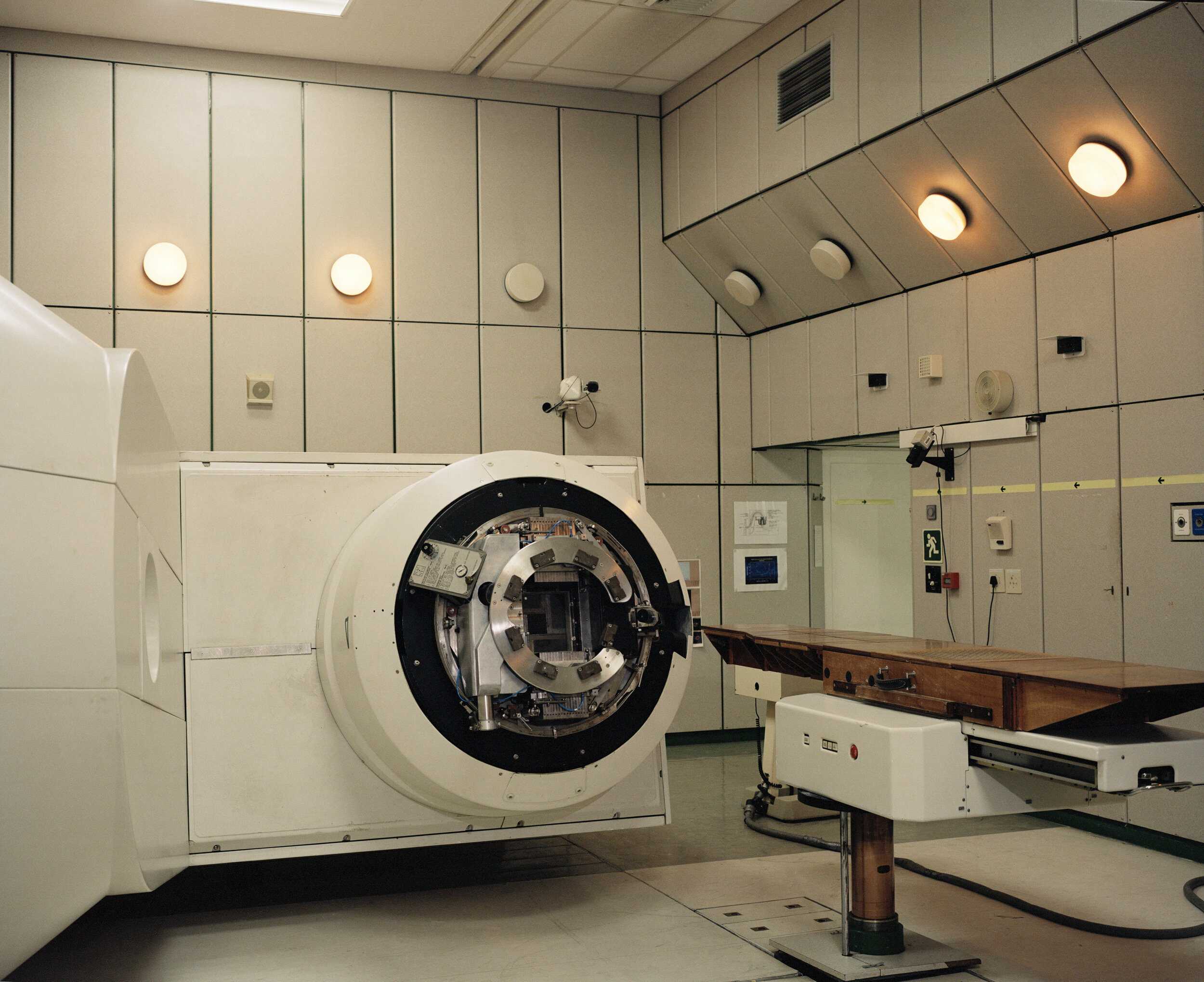 NEUTRON THERAPY VAULT, ITHEMBA LABS, CAPE TOWN‘The wooden bench looks primitive but neutron activates anything, so another material would become radioactive…’Charlotte Vandervoorde, Researcher, IThemba LABS, Cape Town.